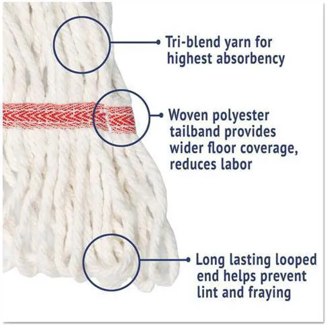Alt view image 4 of 7 - Super Loop Wet Mop Head, Cotton/Synthetic, Large Size, White, 12/Carton