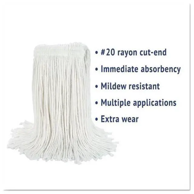 Alt view image 4 of 20 - Boardwalk Cut-End Wet Mop Head Rayon No. 20 White 2020REA