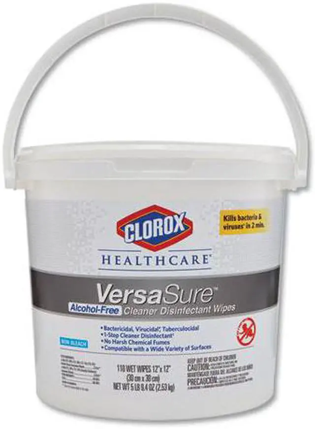 Main image of VersaSure Cleaner Disinfectant Wipes, 1-Ply, 12" x 12", White, 110 Towels/Bucket