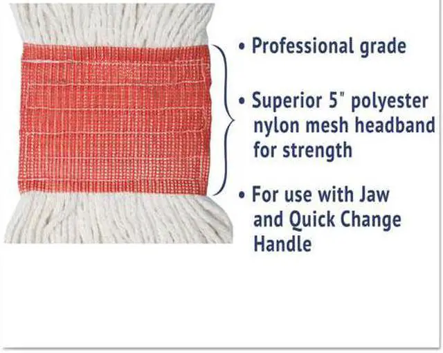 Alt view image 9 of 20 - Boardwalk Super Loop Wet Mop Head Cotton/Synthetic Large Size White 503WHEA