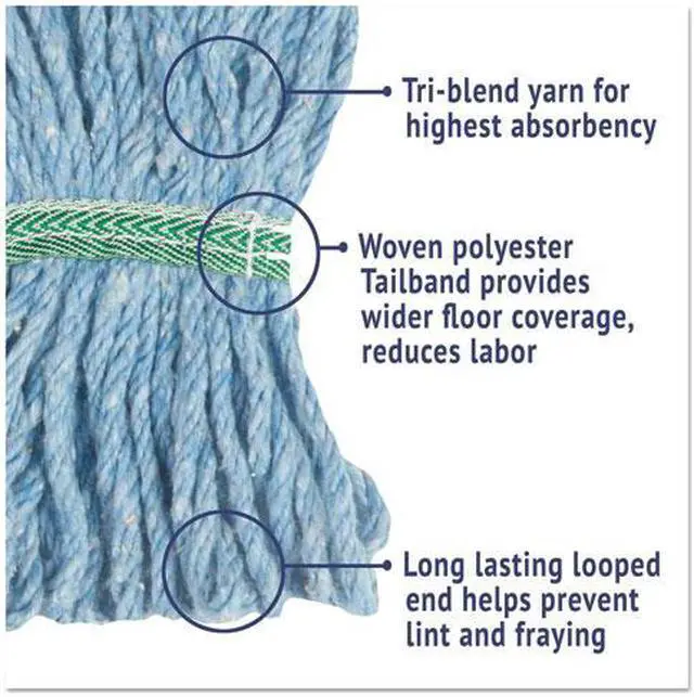 Alt view image 4 of 7 - Super Loop Wet Mop Head, Cotton/Synthetic, Medium Size, Blue, 12/Carton