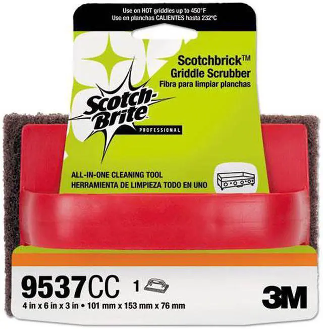 Alt view image 2 of 2 - Scotchbrick Griddle Scrubber, 4 x 6 x 3, Red/Brown, 4 per Pack