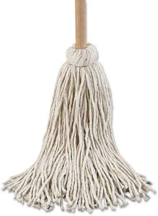 Alt view image 3 of 3 - Deck Mop; 54" Wooden Handle, 32 oz Cotton Fiber Head, 6/Pack