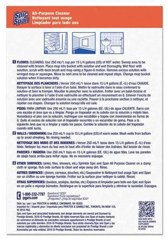 Alt view image 6 of 15 - P&G 31973 Spic and Span All-Purpose Cleaner, Powder - 27 oz (1.69 lb) - 1 Each - Orange