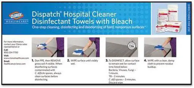 Alt view image 9 of 20 - Clorox CLO 69150 Dispatch Hospital Cleaner Disinfectant Towels with Bleach Wipes Canister (150 CT.)
