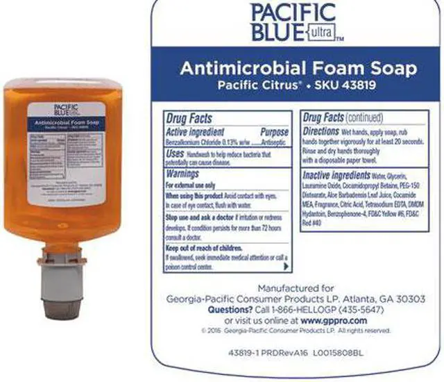 Alt view image 4 of 8 - Pacific Blue Ultra Gentle Foam Soap Refill by GP PRO - Antimicrobial - Pacific Citrus Scent