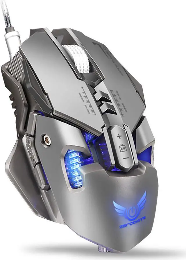Alt view image 2 of 7 - ZERODATE Mechanical Macros Define the Game Mouse,7 Programmable Keys, Cool LED Variable Light Effect, 12-Level Adjustable DPI, Comfortable Grip Ergonomic Optical PC Computer Gaming Mice (Grey)