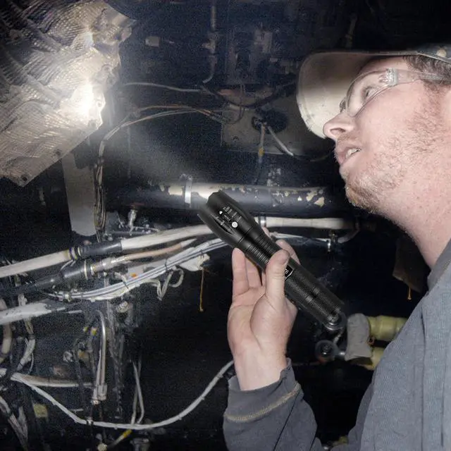 Alt view image 4 of 7 - 2 x Tactical Flashlight Ultrafire T6 High Powered 5 Modes Zoom Aluminum +Battery