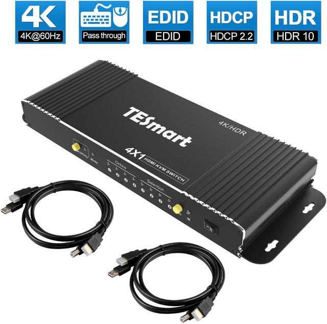 TESmart 2-Port HDMI 2.0 KVM Video Switch - 4K 60Hz UHD - Audio