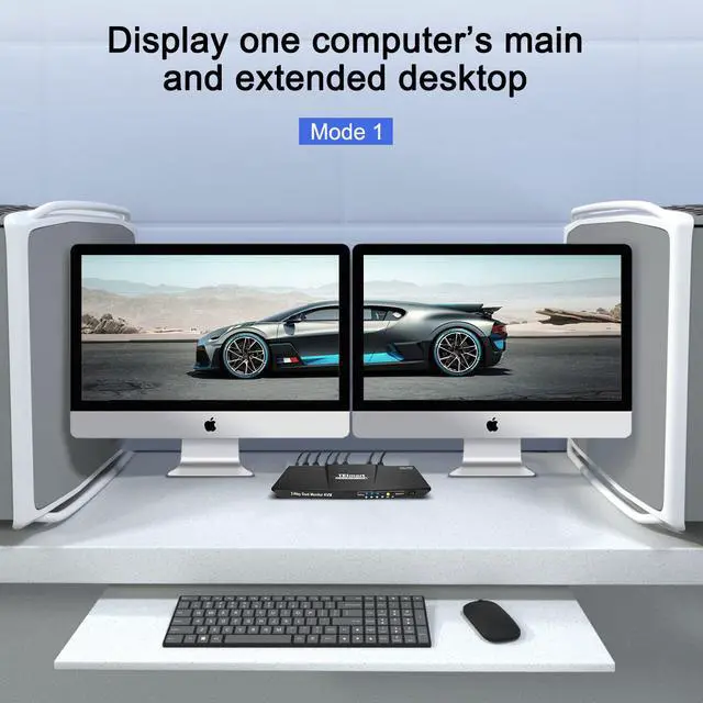 Alt view image 3 of 7 - TESmart Dual Monitor KVM Switch HDMI 2 Computers 2 Monitors| Extended Display, 4K 3840*2160@60Hz, Hotkey Switching, Support HDR 10, HDCP 2.2, With audio and USB 2.0 port