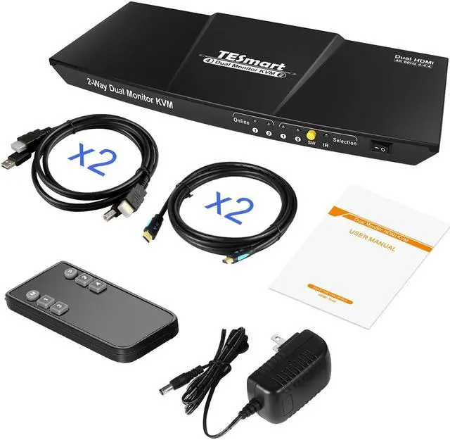 Alt view image 5 of 7 - TESmart Dual Monitor KVM Switch HDMI 2 Computers 2 Monitors| Extended Display, 4K 3840*2160@60Hz, Hotkey Switching, Support HDR 10, HDCP 2.2, With audio and USB 2.0 port