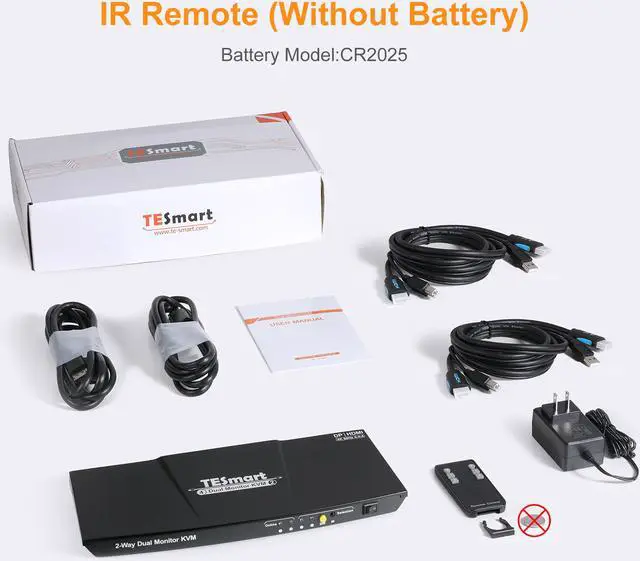 Alt view image 8 of 8 - TESmart KVM Switch HDMI+DisplayPort ,2 In 2  Out ,Dual Monitor KVM Switch ,support 4K 3840*2160@60Hz  with Audio interface and USB 2.0