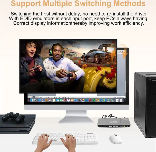 Alt view image 7 of 7 - TESmart HDMI KVM Switch 2 ports 2 in 1 out  , support 4k 3840*2160@60Hz 4:4:4  Support HDR 10 and Dolby Vision ,Complaint with HDCP 2.2, With USB2.0 and audio output ports