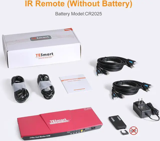 Alt view image 7 of 7 - TESmart Dual monitor KVM DP + HDMI switch, 4K Ultra HD with 3840 x 2160 at 60 Hz 4: 4: 4; supports USB 2.0 device operation up to max. 2 monitors and 2 computers / servers / DVR with 2 5ft HDMI KVM