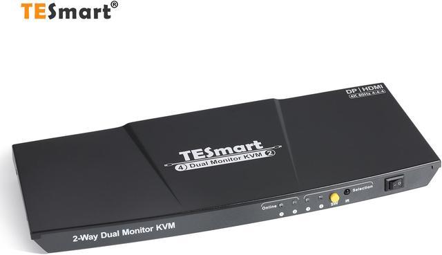 DUAL MONITOR 2-PORT KVM – HDMI + DISPLAYPORT – 4K 60HZ UHD – AUDIO