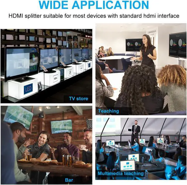 Alt view image 6 of 7 - 4K HDMI Splitter 1 in 4 Out, TESmart HDMI Splitter 1x4 Support 4K@60hz, HDR10, HDCP 2.2, CEC, Compatible with Fire Stick, Apple TV, Xbox, PS4, PS3, Roku Blu-Ray Player