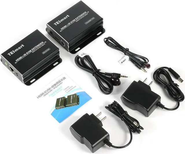 Alt view image 7 of 7 - TESmart HDMI KVM USB Extender Transmit 1080p HD Video Over Cat5e/6 Ethernet Cable 60m (196ft) for Mouse and Keyboard Control Remote Signals