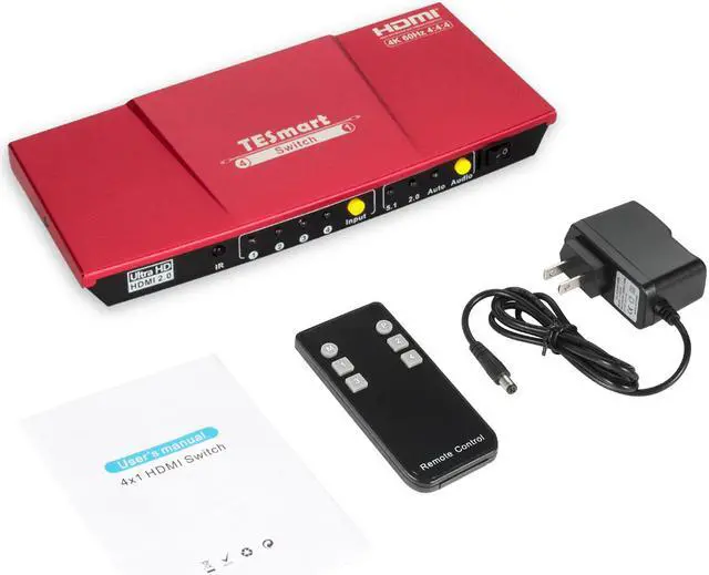 Alt view image 7 of 14 - TESmart 4x1 HDMI Switch supports Ultra HD 4K@60Hz 4: 4: 4, 4-port HDMI switch with audio output and IR remote control, HDR, 3D, For Xbox 360/One, PS4/PS3