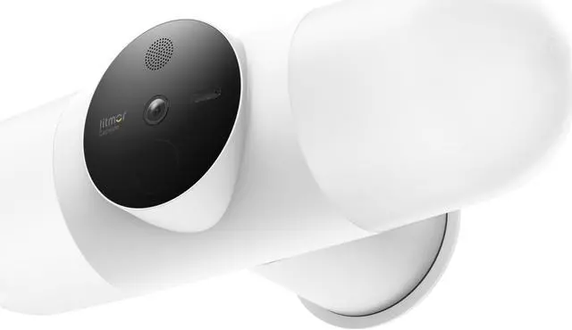 Main image of Litmor Home Security Floodlight Camera, Motion-Activated Floodlight with Two-Way Talk and Siren Alarm, 180° Camera View, 2K resolution, Color Night Vision, White