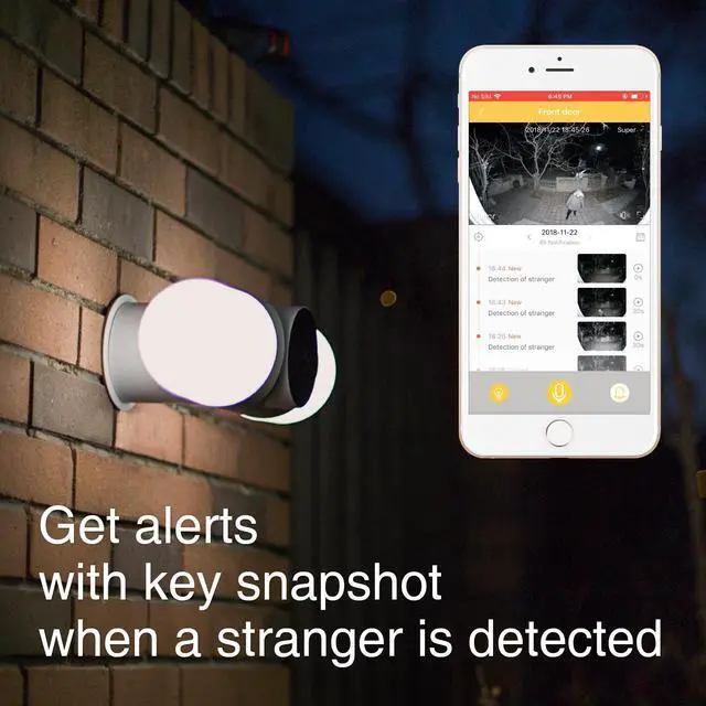 Alt view image 5 of 7 - Litmor Home Security Floodlight Camera, Motion-Activated Floodlight with Two-Way Talk and Siren Alarm, 180° Camera View, 2K resolution, Color Night Vision, White