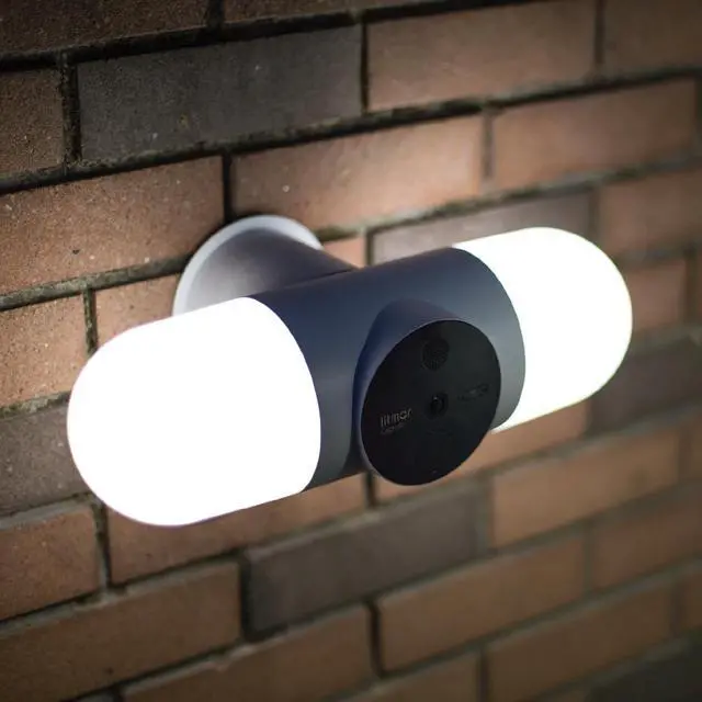 Alt view image 3 of 7 - Litmor Home Security Floodlight Camera, Motion-Activated Floodlight with Two-Way Talk and Siren Alarm, 180° Camera View, 2K resolution, Color Night Vision, White