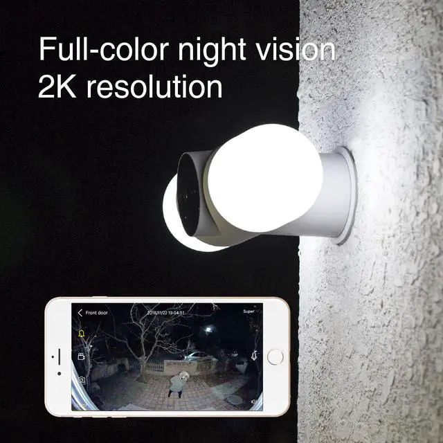 Alt view image 7 of 7 - Litmor Home Security Floodlight Camera, Motion-Activated Floodlight with Two-Way Talk and Siren Alarm, 180° Camera View, 2K resolution, Color Night Vision, White