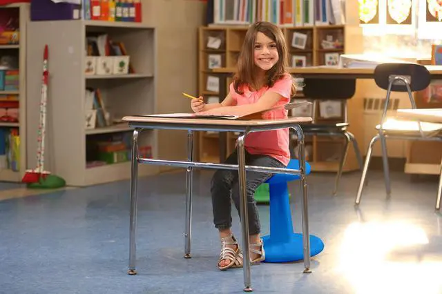 Alt view image 2 of 14 - Kore Wobble Chair - Age 8-9, Grade 3-4, Blue (16in) - Flexible Seating Stool for Classroom, Elementary School, ADD/ADHD - Made in USA