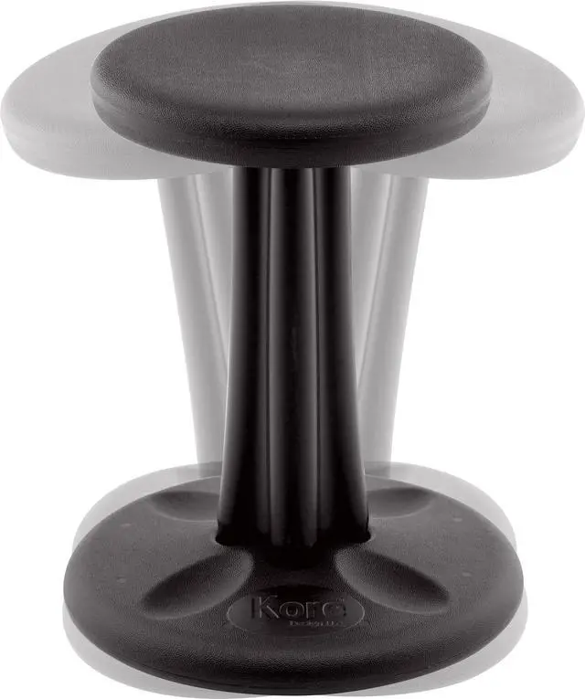 Alt view image 2 of 15 - Kore Wobble Chair - Age 8-9, Grade 3-4, Black (16in) - Flexible Seating Stool for Classroom, Elementary School, ADD/ADHD - Made in USA