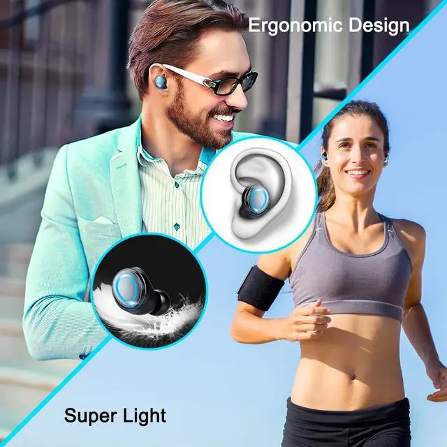Alt view image 7 of 7 - Wireless Earbuds, Bluetooth 5.0 Earbuds with 140H Playtime, Bluetooth Headphones TWS Stereo Noise Cancelling Wireless Earphones in Ear with Mic, USB-C Charging Case, IP7 Waterproof Headset for Sports