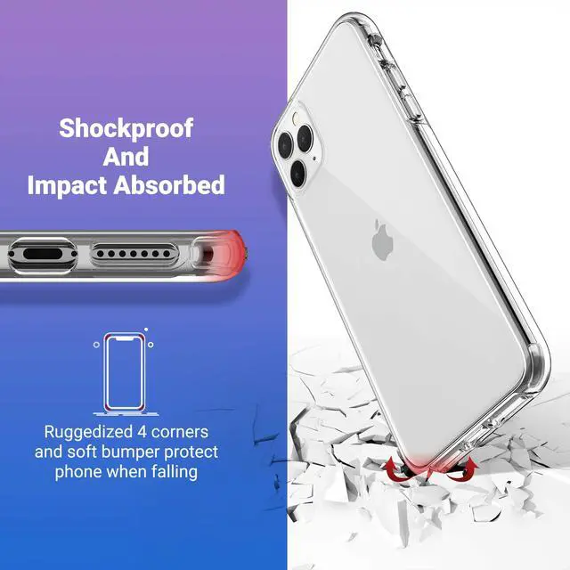 Alt view image 4 of 7 - iPhone 11 Pro Max Case, Ultra Clear Hybrid Protective Case Slim Fit Transparent Anti-Scratch Shock Absorption Cover Designed Phone Case for iPhone Pro Max 6.5 ''(2019), HD Clear