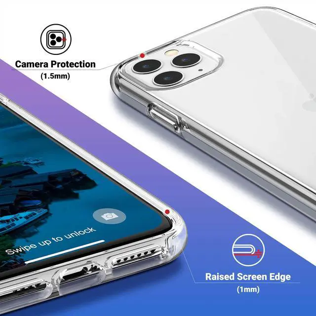 Alt view image 3 of 7 - iPhone 11 Pro Max Case, Ultra Clear Hybrid Protective Case Slim Fit Transparent Anti-Scratch Shock Absorption Cover Designed Phone Case for iPhone Pro Max 6.5 ''(2019), HD Clear