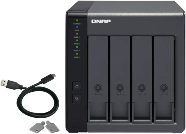 Main image of QNAP TR-004 4 Bay Hard Drive Enclosure Direct Attached Storage (DAS) with hardware RAID USB 3.0 Type-C