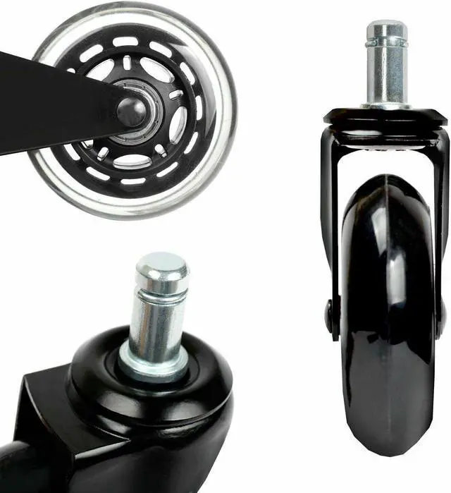 Alt view image 4 of 6 - Set of 5 Office Chair Caster Rubber Swivel Wheels Replacement Heavy Duty 3 inch