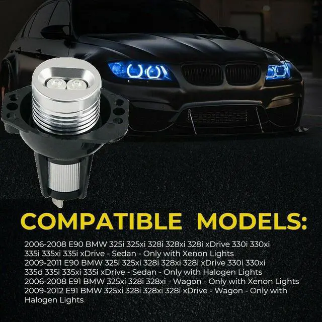 Alt view image 5 of 6 - 2 X Angel Eye LED Headlight Marker Halo Ring Light Bulb Part Set For  E90 E91