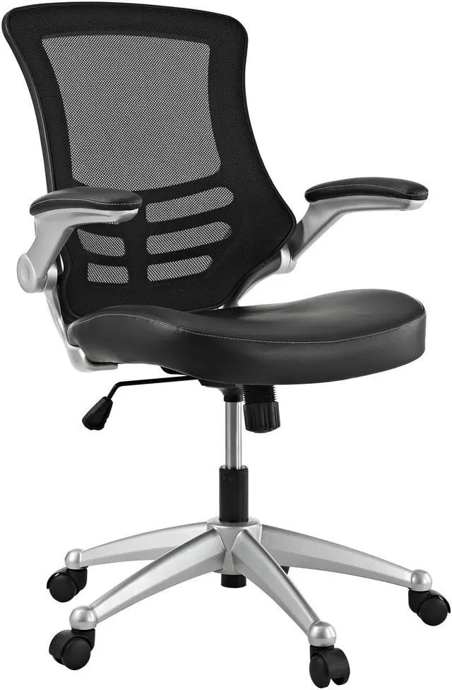 Alt view image 5 of 19 - Modway EEI-210-BLK 40.5 - 43.5 H x 26.5 W x 25 L in. Attainment Office Chair in Black Mesh & Leatherette, Black