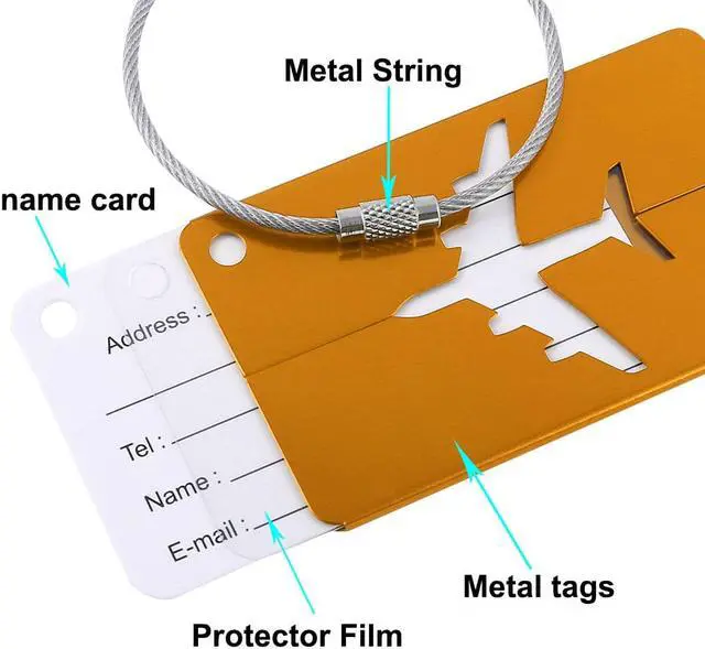 Alt view image 5 of 6 - Luggage Handbag Name Address Message Label Tag Card Holder Gold Tone 2pcs