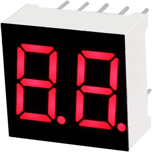 Alt view image 3 of 6 - Common Cathode 10 Pin 2 Bit 0.59 x 0.55 x 0.28 Inch 0.35" Red LED Display 5pcs