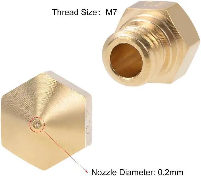 Alt view image 4 of 4 - 0.2mm 3D Printer Nozzle Head M7 Thread Replacement for MK10 1.75mm Extruder Print, Brass 10pcs