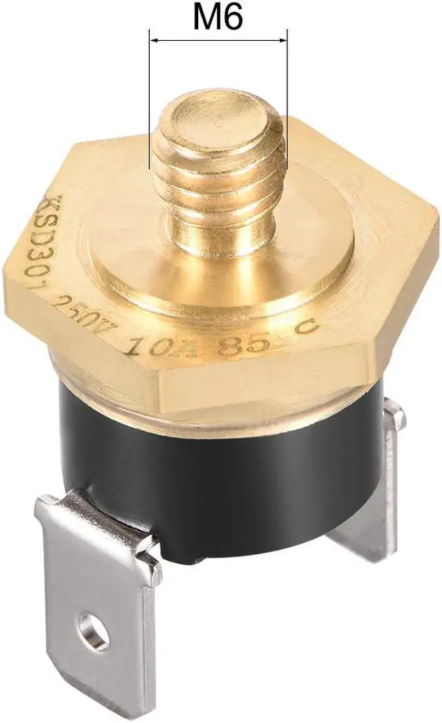Alt view image 3 of 3 - KSD301 Thermostat, Temperature Control Switch 85°C Copper M6 Normally Closed N.C 10A