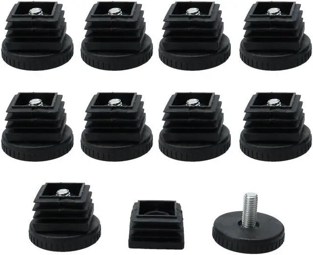 Main image of Adjustable Leveling Feet 25 x 25mm Square Tube Inserts Furniture Glide 10 Sets