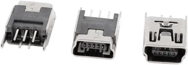 Main image of Unique Bargains 3pcs Female Mini USB B Connector 5-Pin 180 Degree DIP Socket PCB Board