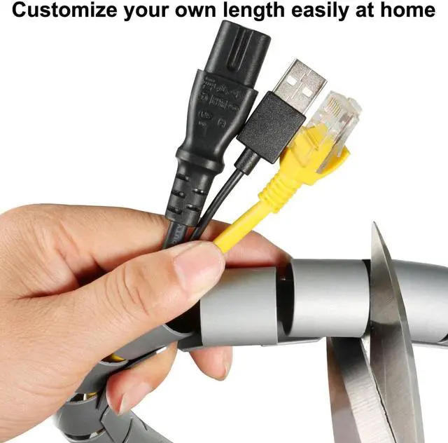 Alt view image 2 of 5 - Unique Bargains 10mm Flexible Spiral Tube Cable Wire Wrap Computer Manage Cord Gray 2M