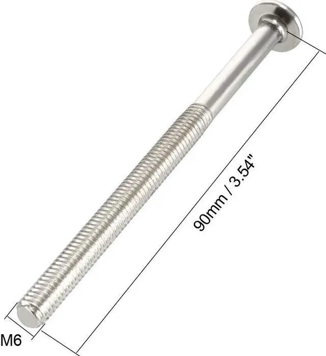 Alt view image 3 of 4 - M6x90mm Hex Socket Head Screws Furniture Bolts 58mm Thread Length 10pcs