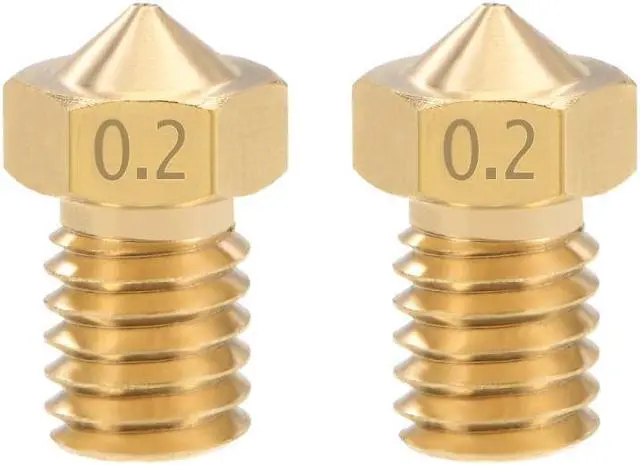 Alt view image 4 of 5 - 0.2mm 3D Printer Nozzle Head M6 Thread Replacement for V5 V6 1.75mm Extruder Print, Brass 2pcs
