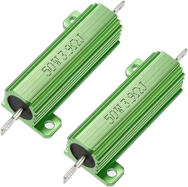 Main image of Unique Bargains 50W 3.9 Ohm Aluminium Housing Chassis Mount Wirewound Power Resistor Green 2pcs