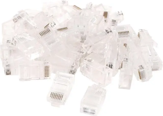 Main image of Unique Bargains 50 Pcs RJ45 8P8C 8 Pins Network Cable CAT5 CAT6 End Connector Plug Jack Clear
