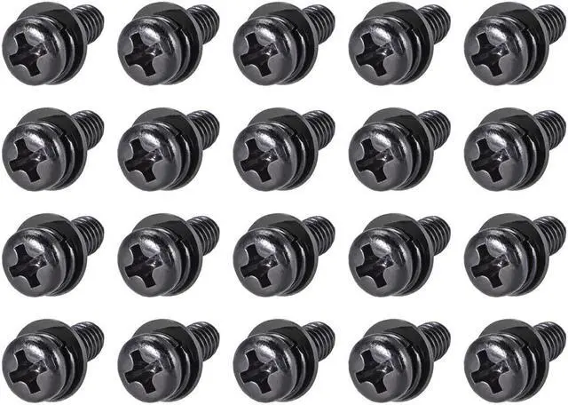 Main image of M5 x 10mm Carbon Steel Phillips Pan Head Machine Screws Bolts Combine with Spring Washer and Plain Washers 20pcs