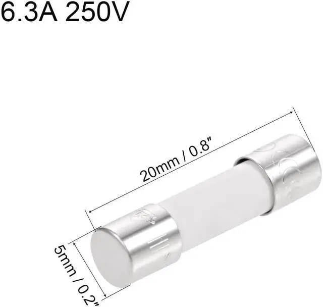 Alt view image 2 of 2 - Automotive Cartridge Fuses 6.3A 250V 5x20mm Slow Blow Replacement for Car Stereo Audio Alarm Amplifier Ceramic 6pcs