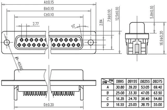 Alt view image 3 of 4 - IDC D-Sub Ribbon Cable Connector 9-pin 2-row Female Socket IDC Crimp Port Terminal Breakout for Flat Ribbon Cable Pack of 10