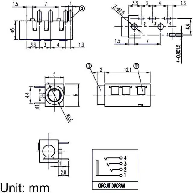 Alt view image 4 of 4 - 3.5 mm Audio Jack Connector PCB Mount Female Socket 4 Pin PJ-320A 20pcs